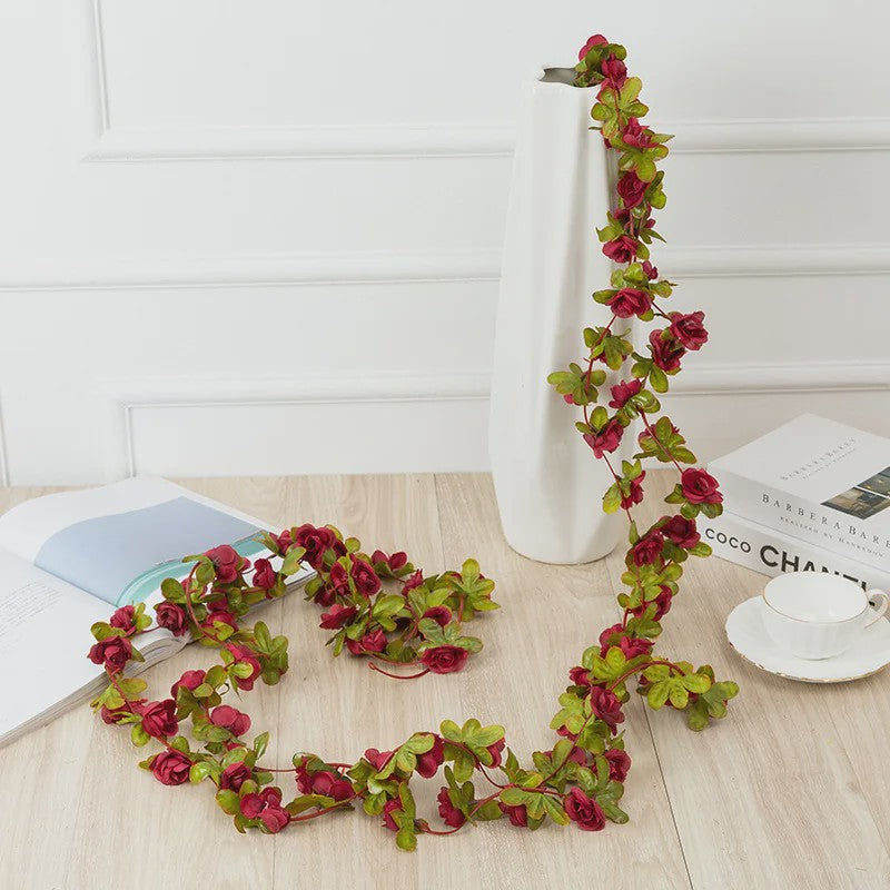 Kunstrozen Garland - Decoratieve Slier met Rozen en Bladeren
