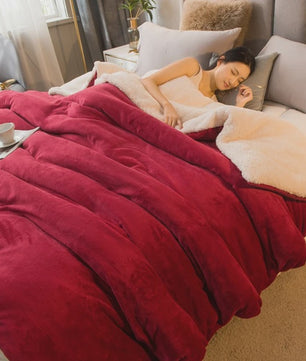 Luxe Dubbelzijdige Wol Pluche Deken - Warm & Comfortabel voor Bed, Bank & Camping
