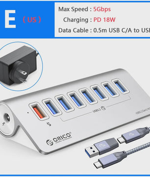 ORICO 10Gbps USB 3.2 Docking Station Hub met PD60W Opladen en 4/7 Poorten