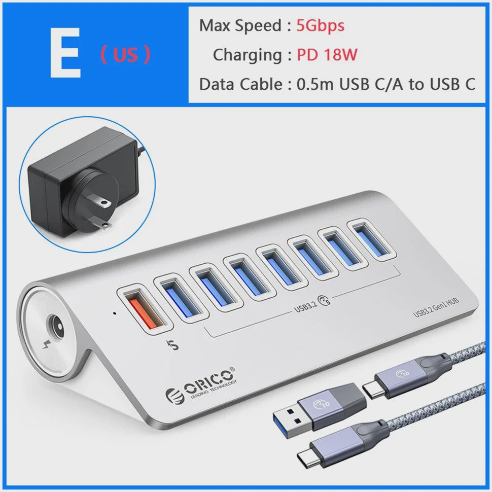 ORICO 10Gbps USB 3.2 Docking Station Hub met PD60W Opladen en 4/7 Poorten