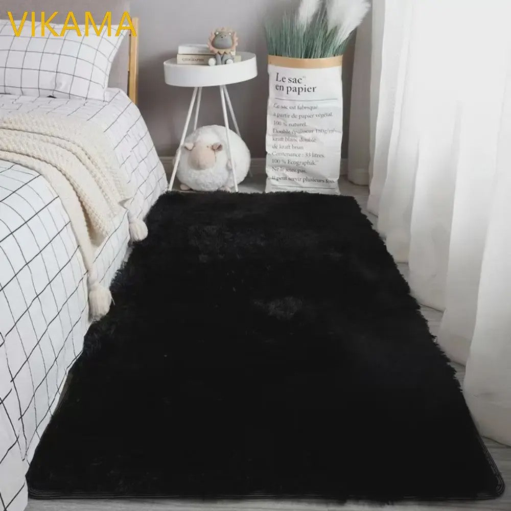 VIKAMA Luxe Pluche Vloerkleed - Zacht & Sfeervol voor Slaapkamer en Woonkamer