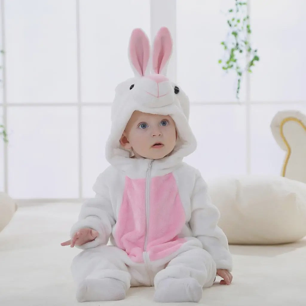 Baby Romper Dierenkostuum Kigurumi - Zacht Flanellen Jumpsuit voor Jongens & Meisjes