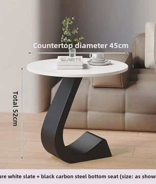 Luxe Ronde Bijzettafel met Rock Slab Look - Modern Design voor Woonkamer & Slaapkamer
