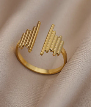 Gouden Ringen Dames - Roestvrij Staal Chunky Open Ringen Vintage Geometrisch Design