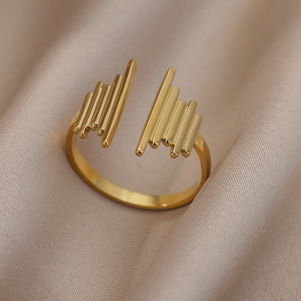 Gouden Ringen Dames - Roestvrij Staal Chunky Open Ringen Vintage Geometrisch Design