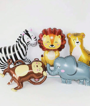 Jungle Safari Dieren Folieballonnen - Leeuw, Olifant, Zebra, Giraf & Aap - Verjaardag Decoratie