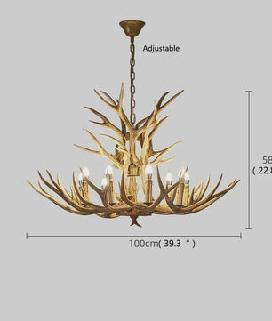 Grote Herten Gewei Kroonluchter - Sfeervolle Hanglamp voor Woonkamer & Loft