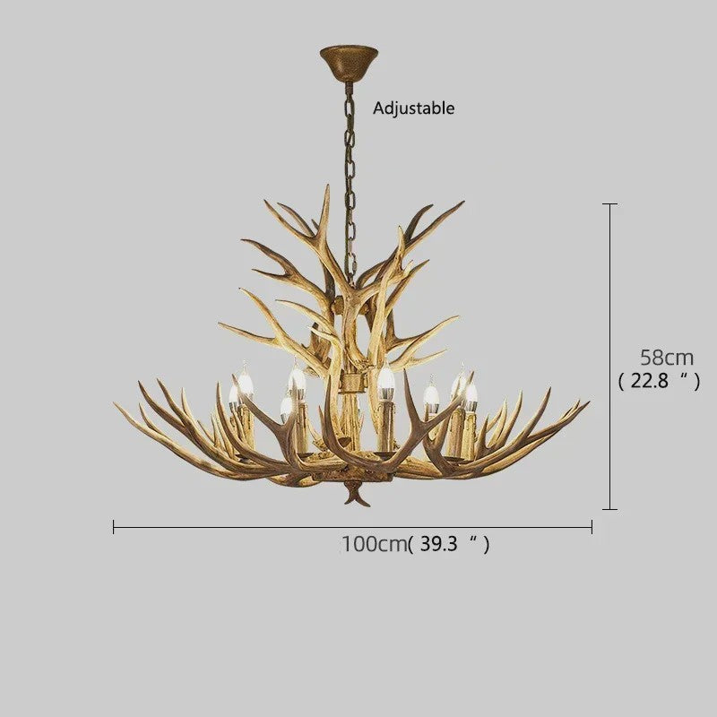 Grote Herten Gewei Kroonluchter - Sfeervolle Hanglamp voor Woonkamer & Loft