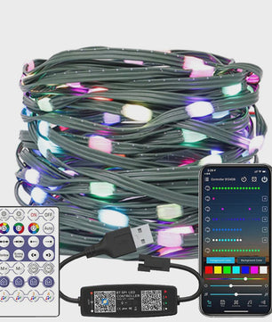 WS2812B Adressable RGB LED Stringverlichting met USB Controller - Waterdicht & App Bedienbaar