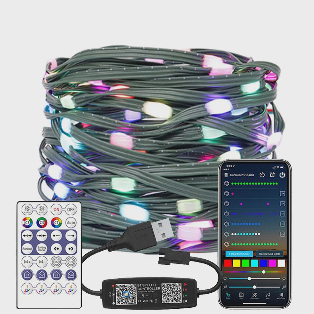 WS2812B Adressable RGB LED Stringverlichting met USB Controller - Waterdicht & App Bedienbaar