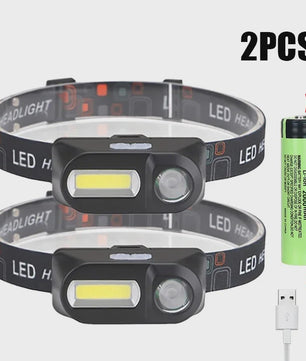 Krachtige Oplaadbare COB+LED Hoofdlamp 1500LM - Waterdicht & Helder voor Buitenactiviteiten