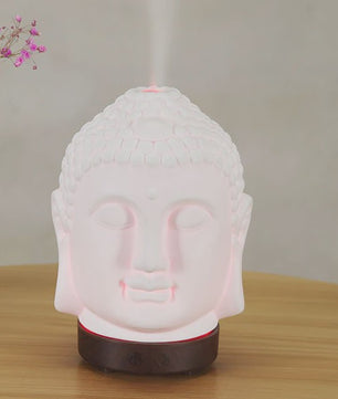 Buddha Hoofd Aroma Diffuser met Nachtlampje - 100ml Etherische Olie Verstuiver