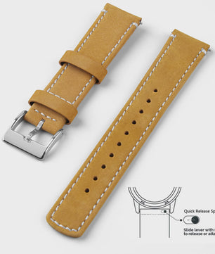 Top Grain Echt Lederen Horlogeband - 20mm/22mm Quick Release - Voor Heren, Dames & Samsung Galaxy Watch