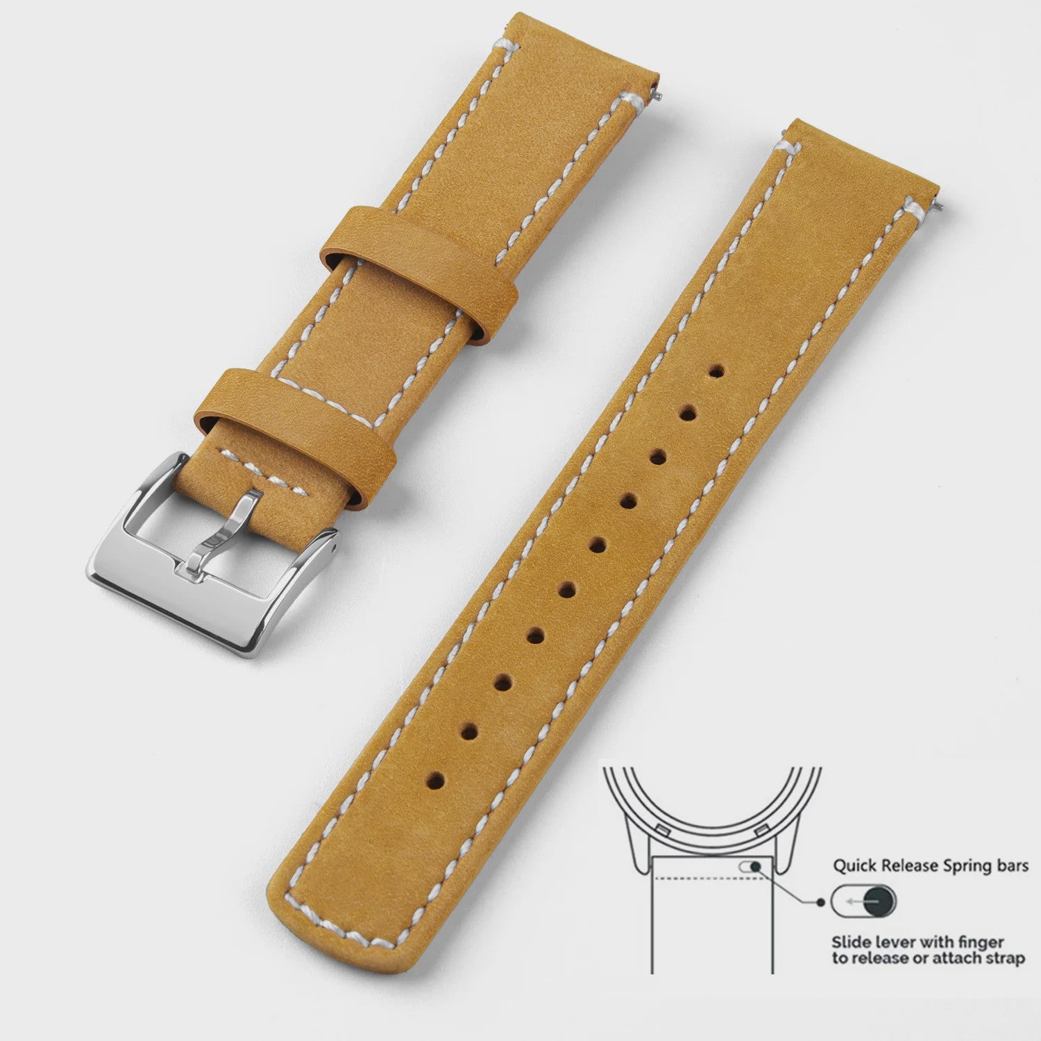 Top Grain Echt Lederen Horlogeband - 20mm/22mm Quick Release - Voor Heren, Dames & Samsung Galaxy Watch