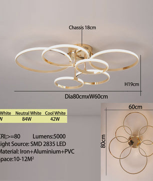 Moderne LED Plafondlamp Kroonluchter - Dimbaar, Goud/Chroom/Zwart