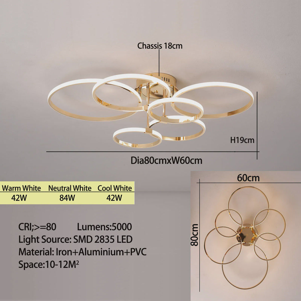 Moderne LED Plafondlamp Kroonluchter - Dimbaar, Goud/Chroom/Zwart