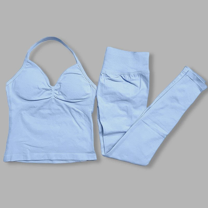 Dames Sportset: Backless Tanktop & Scrunch Seamless Legging