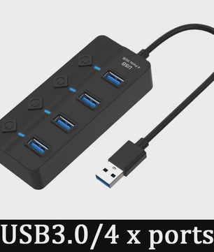 USB 3.0 Hub met 7 Poorten en Individuele Schakelaars - Uitbreidingsstation voor PC en Laptop