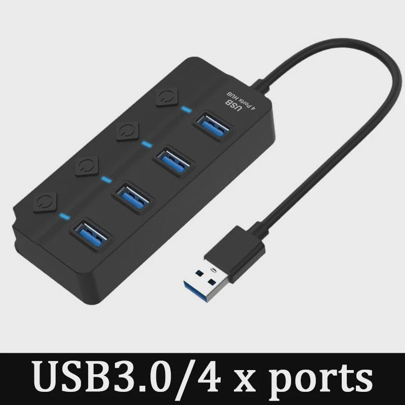 USB 3.0 Hub met 7 Poorten en Individuele Schakelaars - Uitbreidingsstation voor PC en Laptop