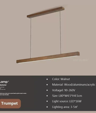 Nordic Houten Lange LED Hanglamp - Stijlvolle Verlichting voor Eettafel, Woonkamer & Keuken
