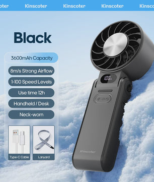 Draagbare Handheld Ventilator met 3600mAh Batterij, 100 Windsnelheden & LCD Display