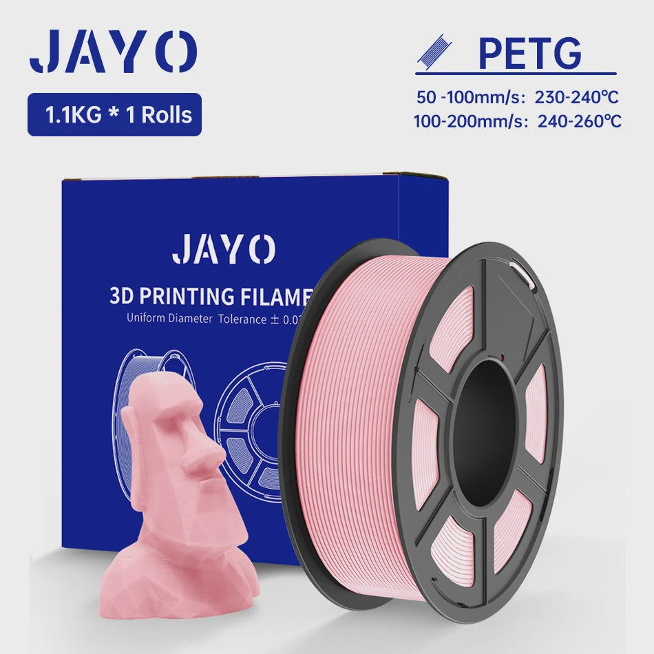 JAYO PETG 3D Printer Filament - 1.75mm Clear, 1.1kg, Hoge Taaiheid, Net Gewikkeld