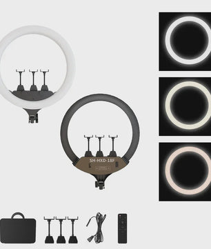 18 Inch Ring Light LED Videolamp met Statief & Telefoonhouder - Perfect voor YouTube, Live Streaming & Fotografie