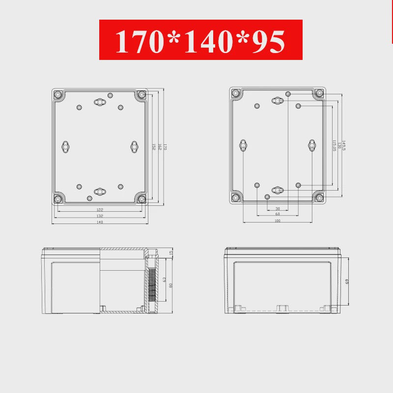 Waterproof Plastic Enclosure Box Electronic Electrical Project Box ABS Outdoor Junction Box Housing IP67 Project Instrument Case