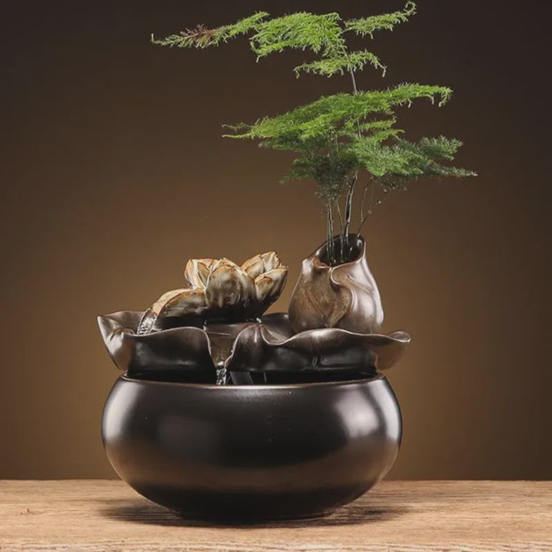 Keramische Fontein voor Katten en Huisdieren - Zen Decoratie met Waterval Effect