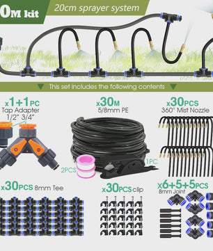 Verstelbare Nevelsproeier Kit met 8mm PE Slang en Zelfaanzuigende Pomp voor Tuin