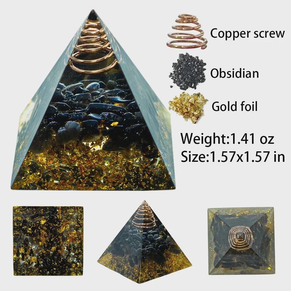 Orgonite Kristal Piramide - Energie & Meditatie Tool - Amethist & Kwarts Decoratie
