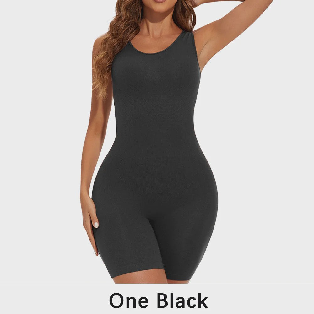 Naadloze Body Shaper Bodysuit met Brede Bandjes - Volledige Compressie & Dij Slimming