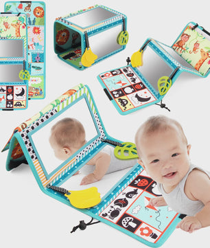 Zachte Baby Stoffen Boek met Spiegel - Interactief Educatief Montessori Speelgoed
