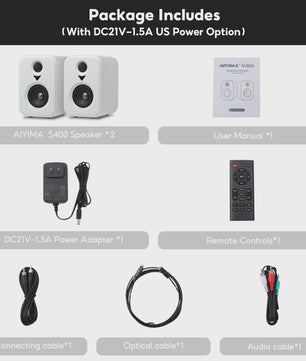 AIYIMA S400 Actieve Boekenplank Luidsprekers - Hifi Studio Monitors met Bluetooth & USB DAC