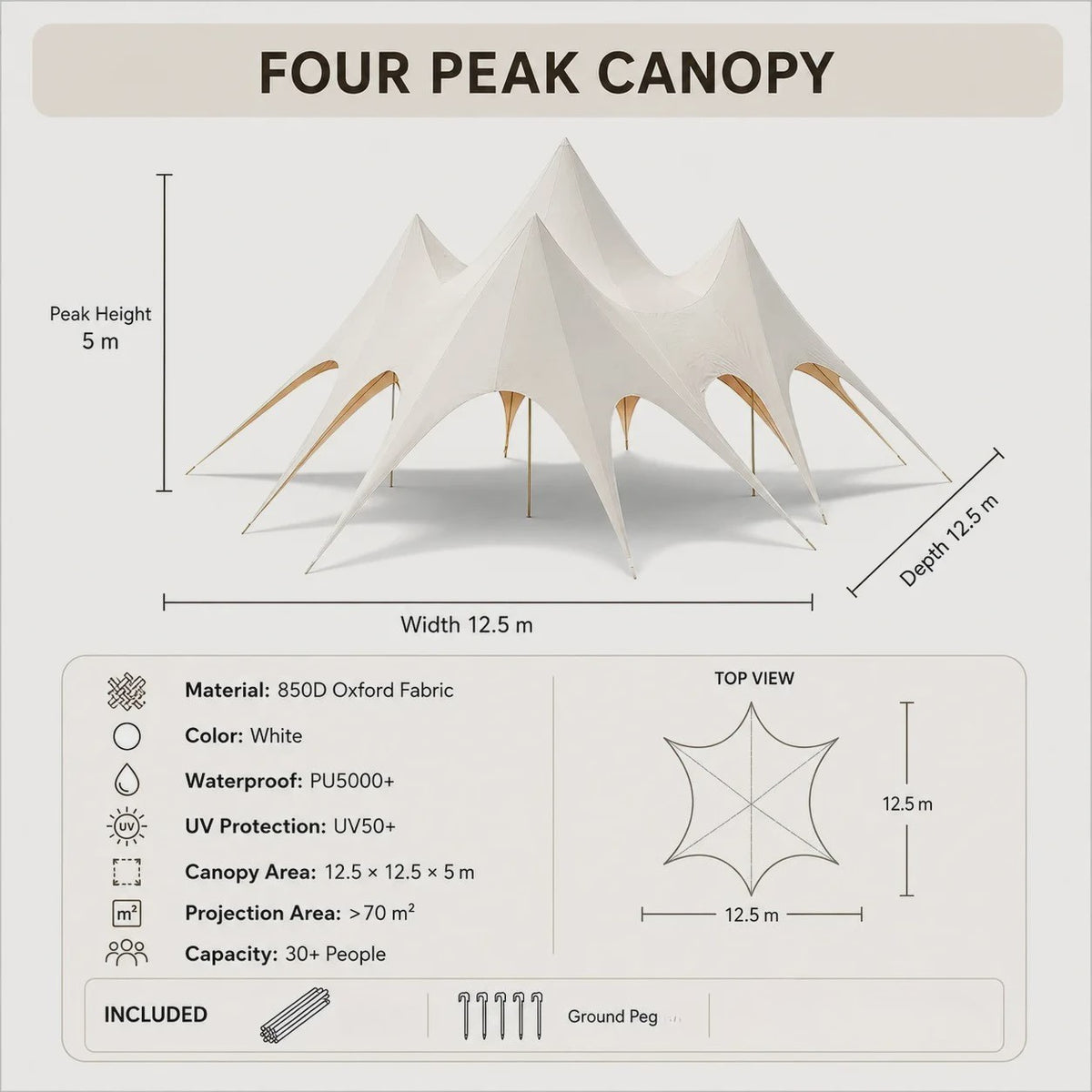 Luxe Ster Tent - Waterdicht, UV-bestendig voor Glamping, Feesten & Evenementen