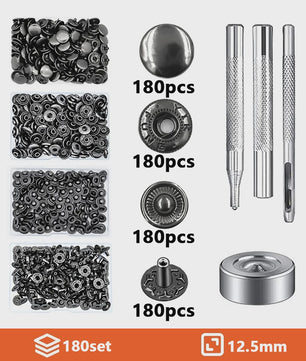 Roestvrij Staal Drukknopen Set 12.5mm Gunmetal Zwart - Kleding & Tassen