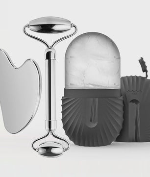 Gezichtsroller & Gua Sha Set: Luxe Roestvrij Staal & IJsroller voor Huidverzorging