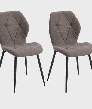 Set van 2, 4 of 6 Eetkamerstoelen - Gestoffeerd, Gewatteerd Linnenlook Stof, Metalen Poten