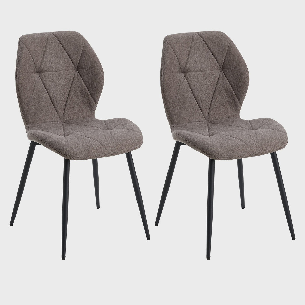 Set van 2, 4 of 6 Eetkamerstoelen - Gestoffeerd, Gewatteerd Linnenlook Stof, Metalen Poten