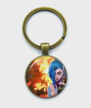 League of Legends Jinx Anime Glazen Hanger Sleutelhanger - Uniek Cadeau voor Fans