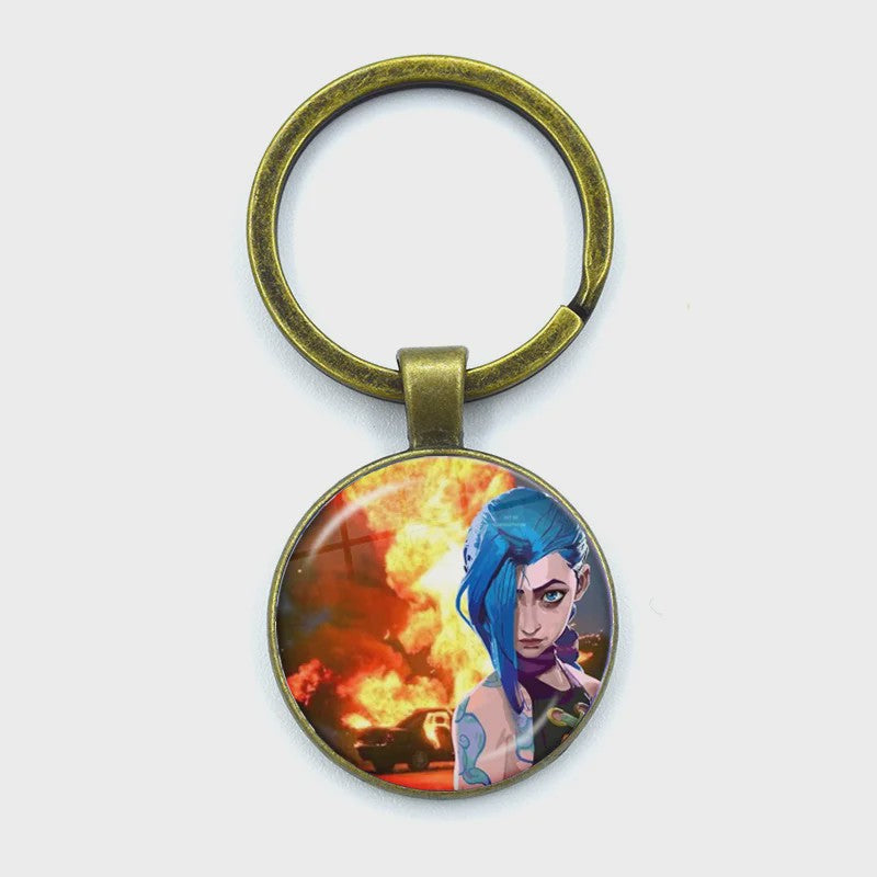 League of Legends Jinx Anime Glazen Hanger Sleutelhanger - Uniek Cadeau voor Fans