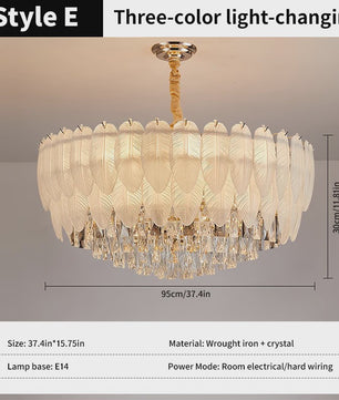 Luxe Pluimen & Kristal Plafondlamp - Sfeervolle Hanglamp voor Woonkamer & Slaapkamer
