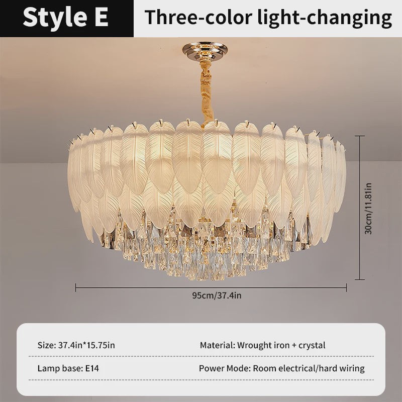 Luxe Pluimen & Kristal Plafondlamp - Sfeervolle Hanglamp voor Woonkamer & Slaapkamer
