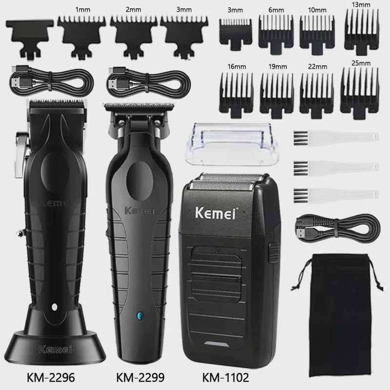 Kemei Professionele Draadloze Baardtrimmer & Tondeuse KM-2296/KM-2299/KM-1102