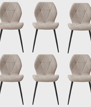 Set van 2, 4 of 6 Moderne Eetkamerstoelen - Comfortabel Gestoffeerd met Stalen Poten