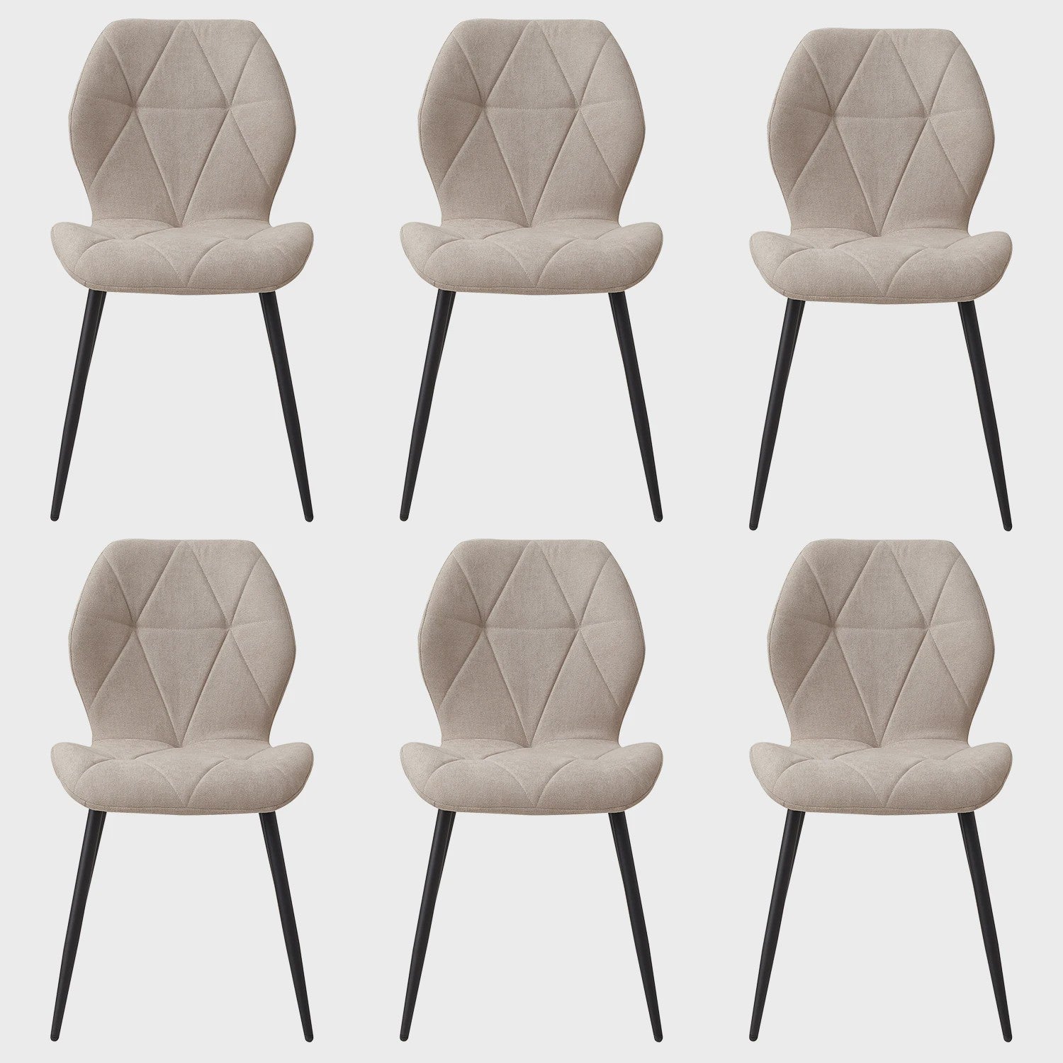 Set van 2, 4 of 6 Moderne Eetkamerstoelen - Comfortabel Gestoffeerd met Stalen Poten