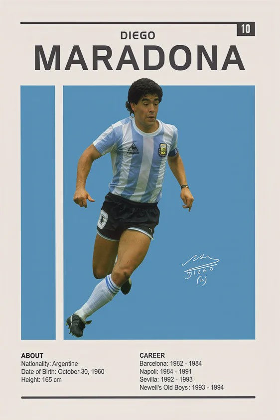 Iconische Maradona Handtekening Poster - Argentinië Voetbal Canvas Muurdecoratie