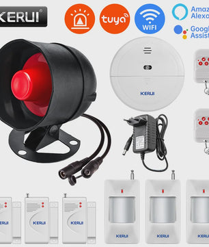 KERUI Slimme WiFi Sirene Alarm - 110dB Luide Luidspreker met Bewegings- en Deur/Raam Sensoren