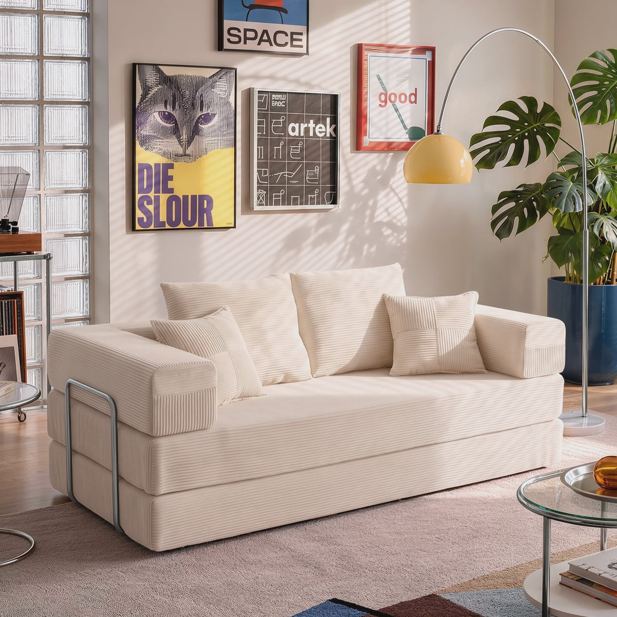 Opvouwbare Sofa Bed 200cm XXL - Modulair Gastenbed met Corduroy & Memory Foam