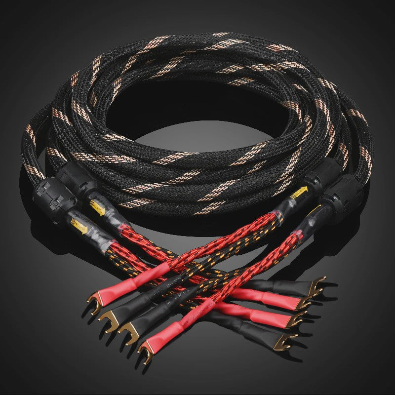 High-End Hifi Luidsprekerkabel - 6N OFC Koper, Vergulde Banana/Y-stekkers